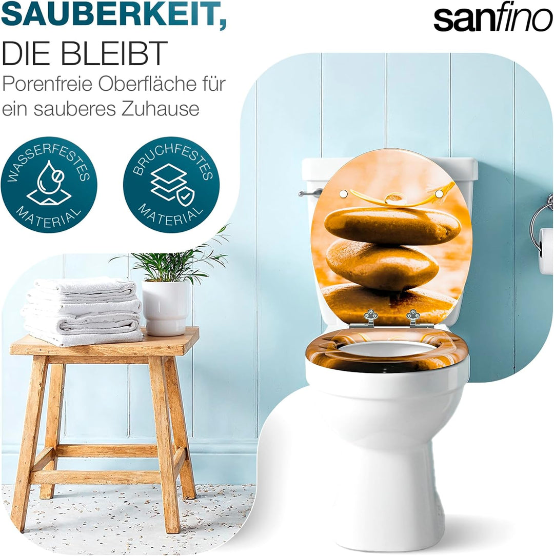 SANFINO® Premium WC Sitz mit Absenkautomatik – hochwertige Toilettendeckel aus Holz, viele bunte Mot