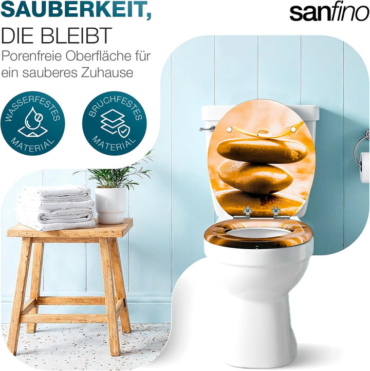 SANFINO® Premium WC Sitz mit Absenkautomatik – hochwertige Toilettendeckel aus Holz, viele bunte Mot