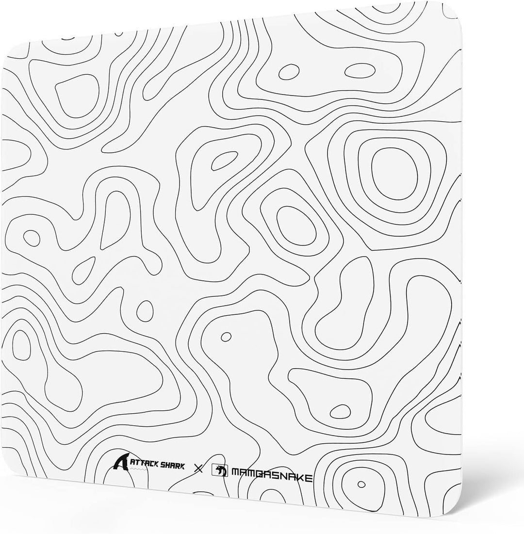 MAMBASNAKE x ATTACK SHARK CM05 Contour Glass Hard Gaming Mousepad,Nano-Micro-Etched Texture,Smooth G