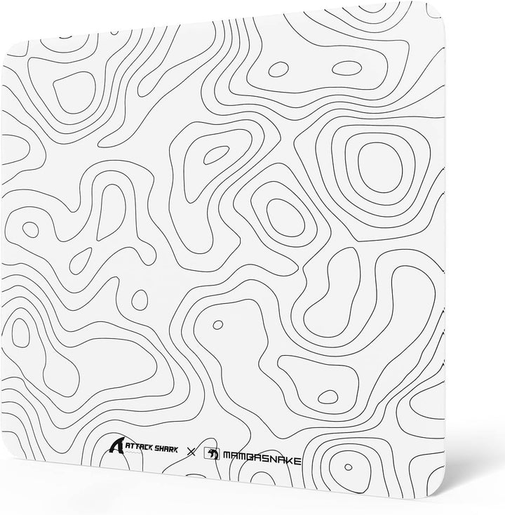 MAMBASNAKE x ATTACK SHARK CM05 Contour Glass Hard Gaming Mousepad,Nano-Micro-Etched Texture,Smooth G
