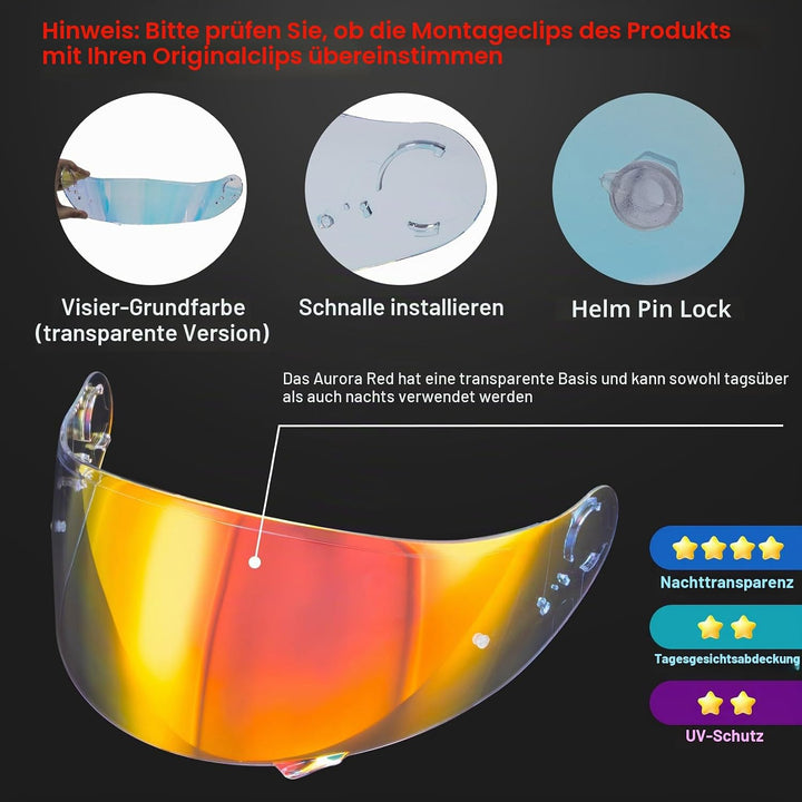 PSLER Helm Visier Verspiegelt für Shoei GT Air GT Air 2 TC-5 TC-9 Neotec CNS-1,Helmvisier Getöntes V