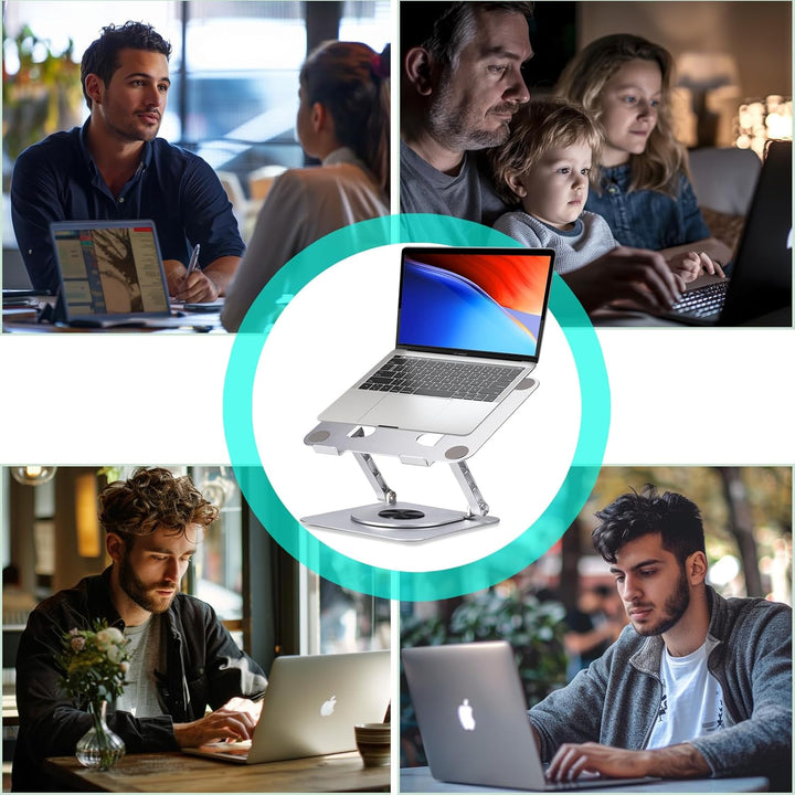 Crumya Laptop Ständer – Ständer aus Aluminiumlegierung,360 Grad Drehbar,PC,Faltbar,Ergonomisch,Höhe