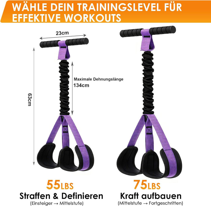 TOMSHOO Pedal Widerstandsbänder mit Griff, Multifunktions Bauchtrainer für Zuhause, Bodybuilding Exp