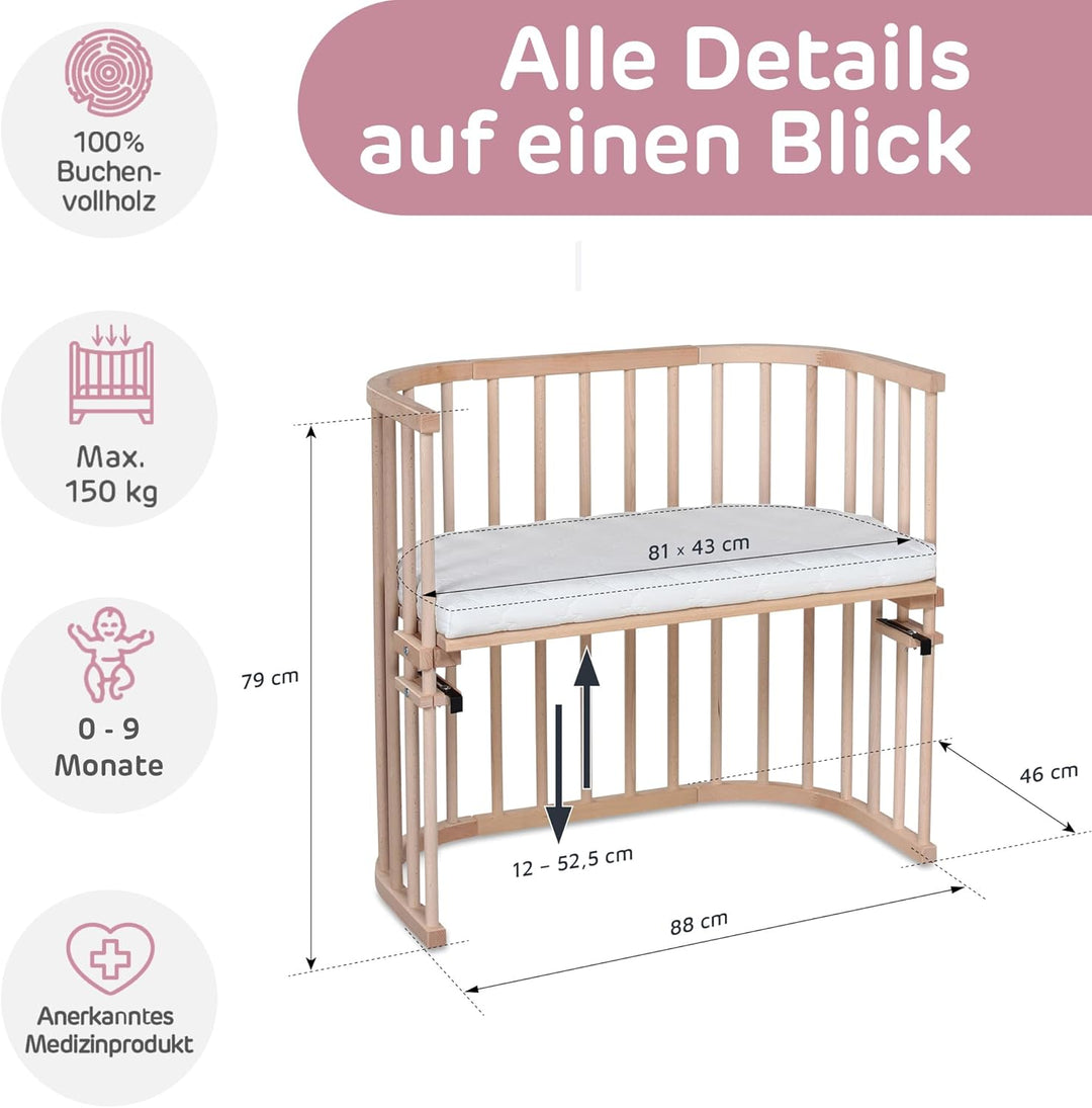 babybay Original Beistellbett, natur unbehandelt mit Matratze Classic Soft Original natur unbehandel