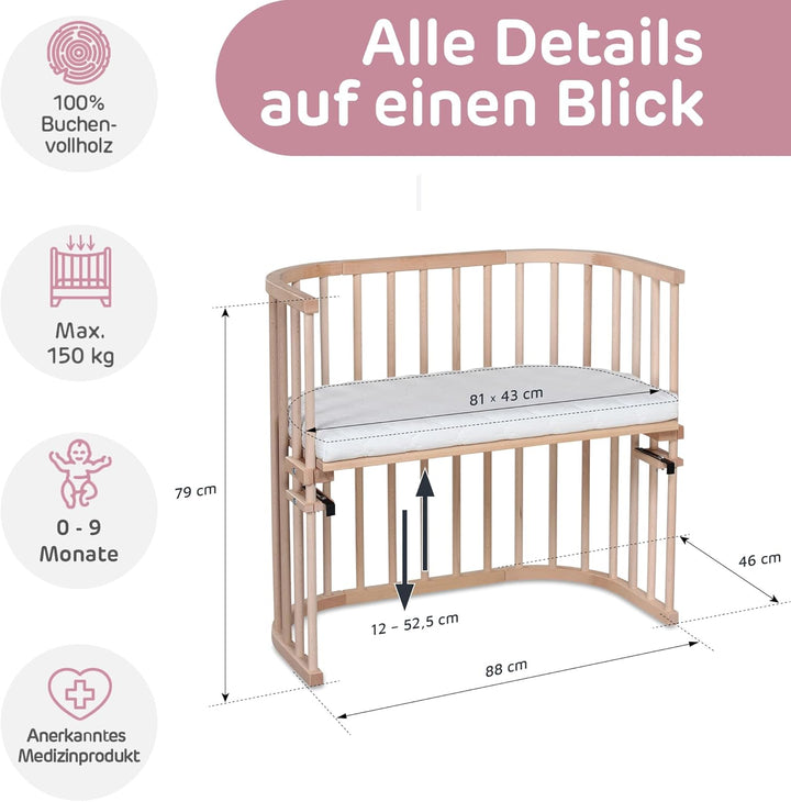 babybay Original Beistellbett, natur unbehandelt mit Matratze Classic Soft Original natur unbehandel