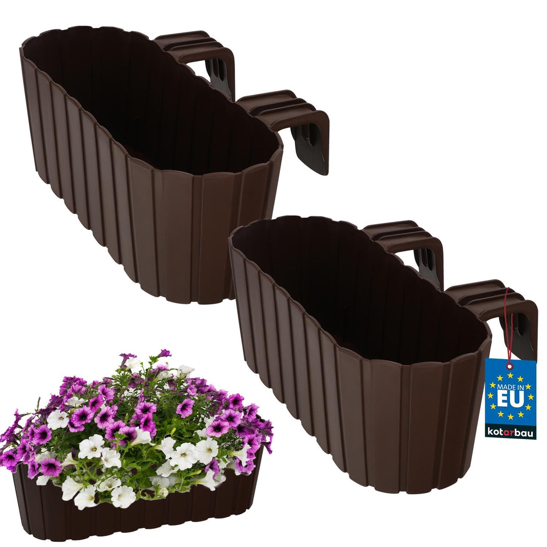 KOTARBAU® 2er Set Blumenkasten für Balkon - 40 x 15 x 15 cm - Blumenkasten für Balkongeländer - Balk
