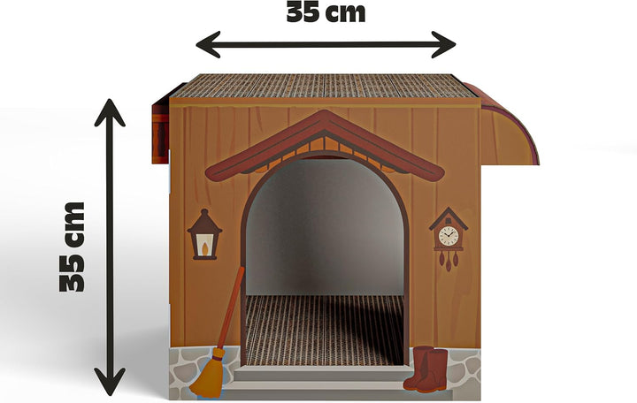 Cat’s Palace Katzenhaus Urige Almhütte – Rückzugsort & Kratzmöbel mit 2 Kratzflächen für Katzen | 45