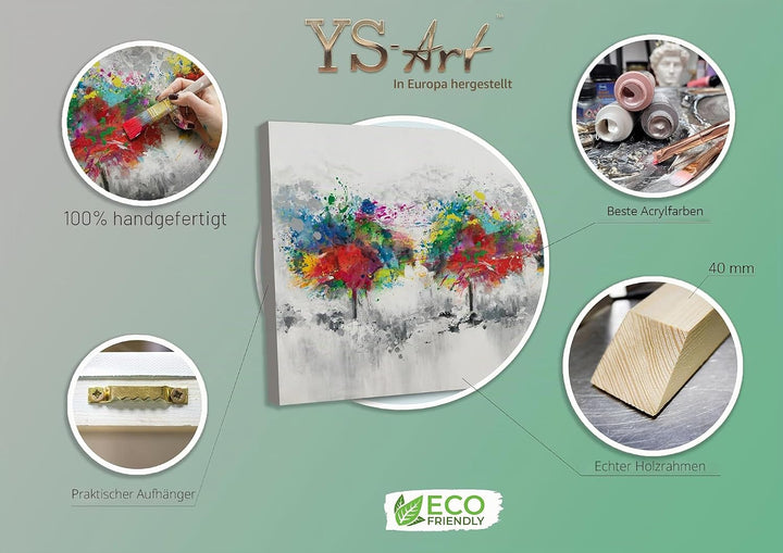 YS-Art Abstrakt Design Acryl Gemälde auf Leinwand bunter Wald handgemalt Wandbilder Wohnzimmer moder
