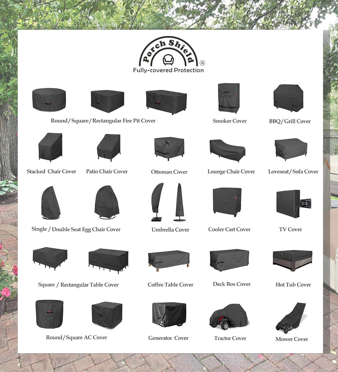 Porch Shield Fire Pit Cover - Waterproof 600D Heavy Duty Square Patio Fire Pit Table Cover Black - 2