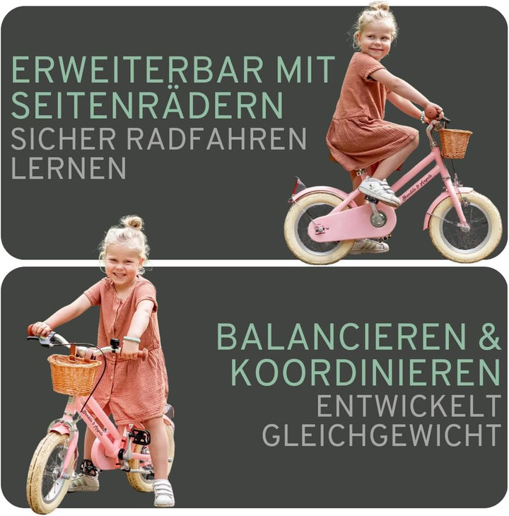 Bandits and Angels Kinderfahrrad Retro Rider 12 Zoll Rosa, Rosa