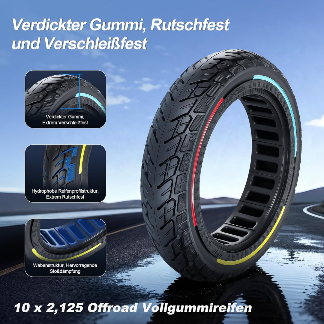250 x 54 Vollreifen für Xiaomi 4 Pro (Gen 1) / 4 Lite Elektroroller, 10 x 2,125 Vollgummireifen für