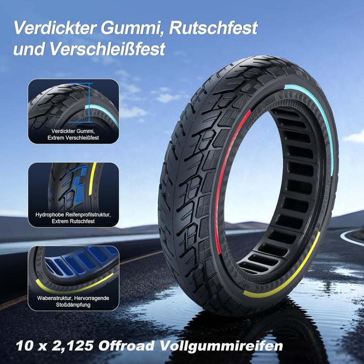 250 x 54 Vollreifen für Xiaomi 4 Pro (Gen 1) / 4 Lite Elektroroller, 10 x 2,125 Vollgummireifen für