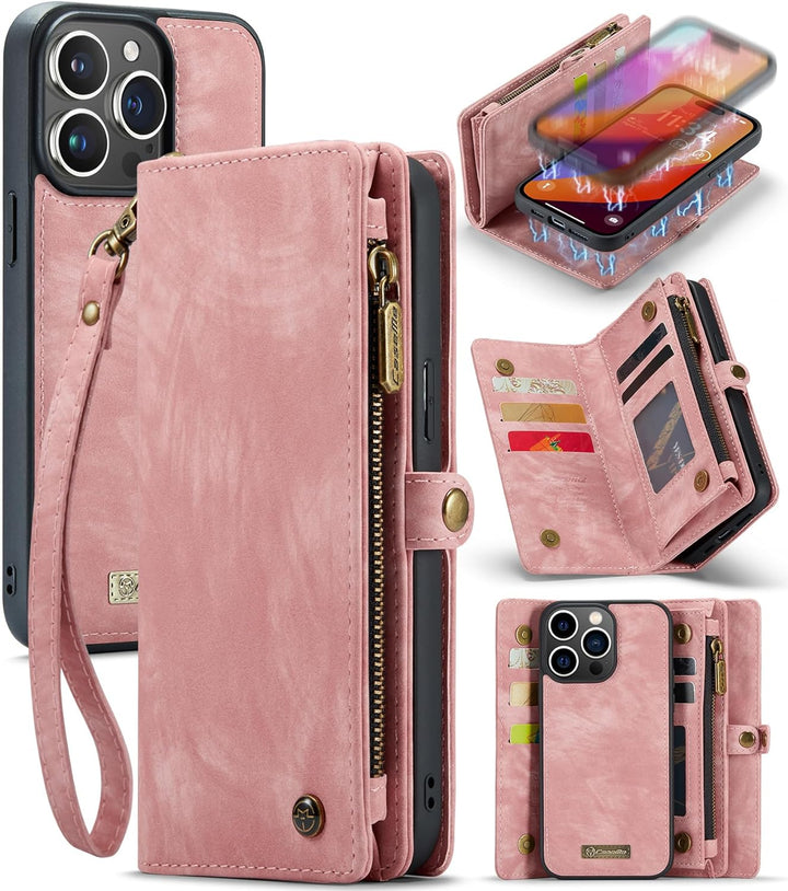 UFinetech für iPhone 15 Pro Max Hülle, Flip Leder TPU Stossfeste Kartenfach Tasche Handyhülle für iP