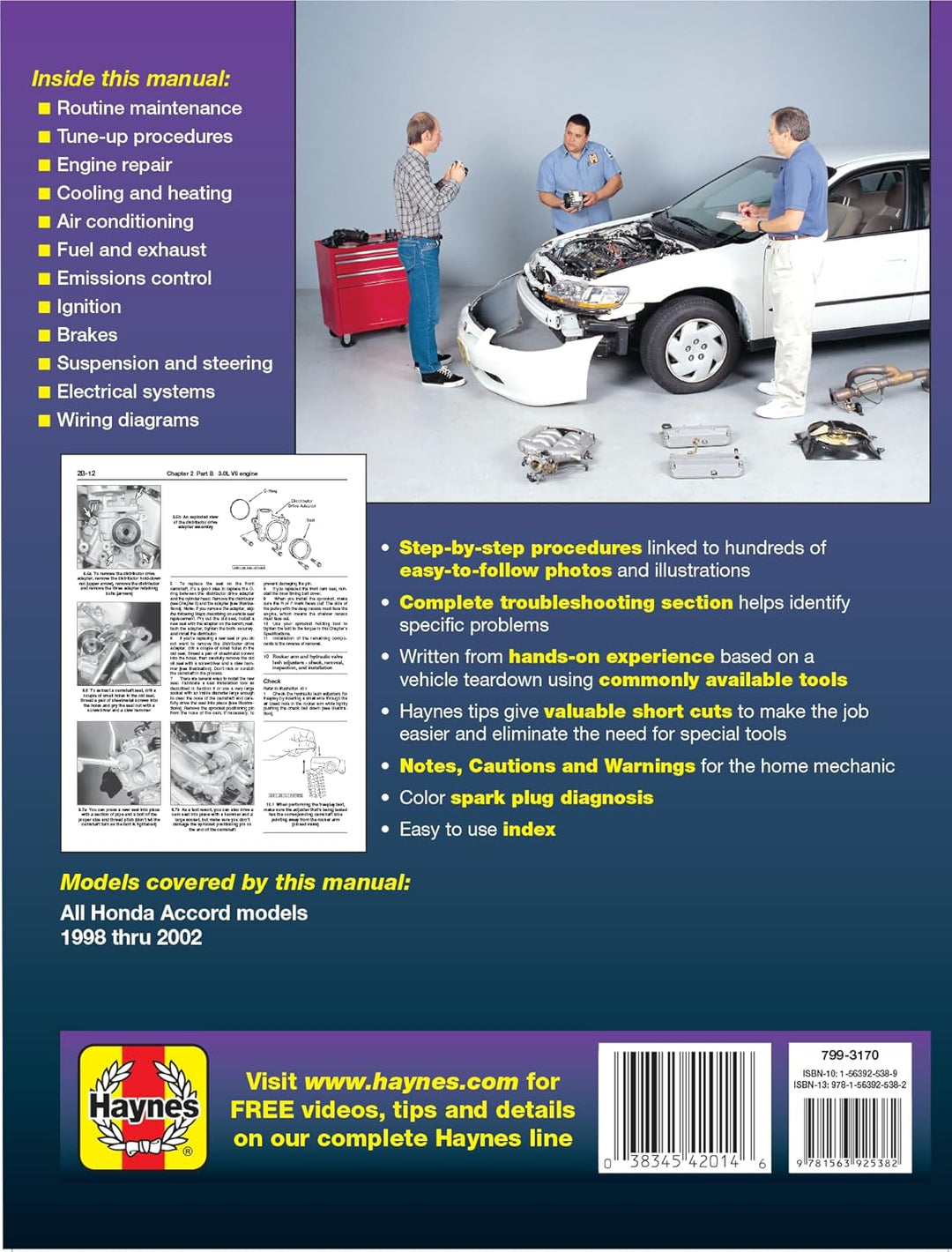 Honda Accord 1998-2002: All Models (Haynes Repair Manual)