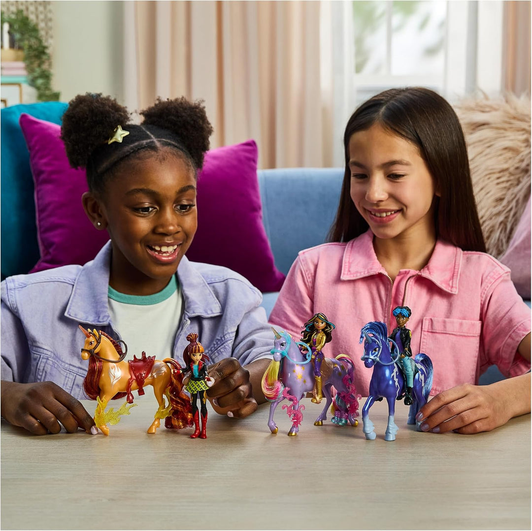 Unicorn Academy Set - Sophia und Einhorn Wildstar mit echter Mähne und Schweif sowie Bürste, ca. 12