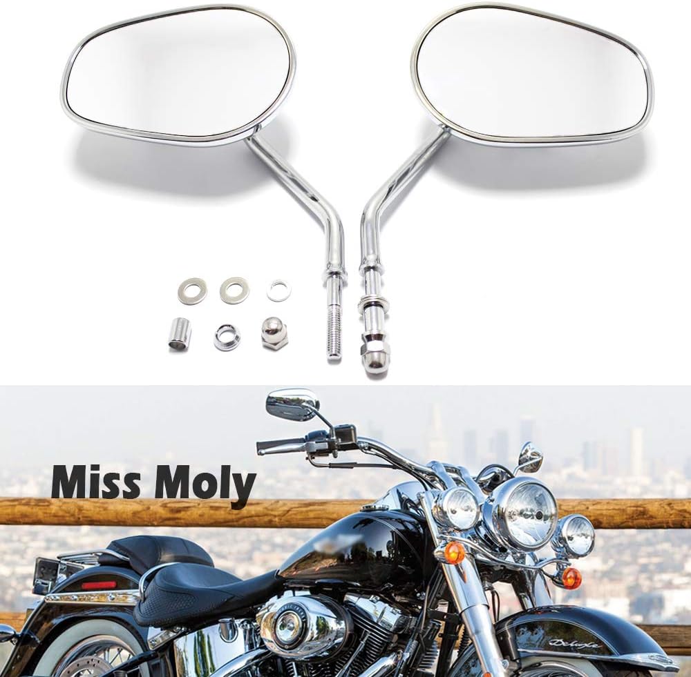 8mm Motorrad Seitenspiegel für Sportster 1200 XL883 Dyna Softail Road Glide(#2-Chrom) # 2-Chrom, # 2