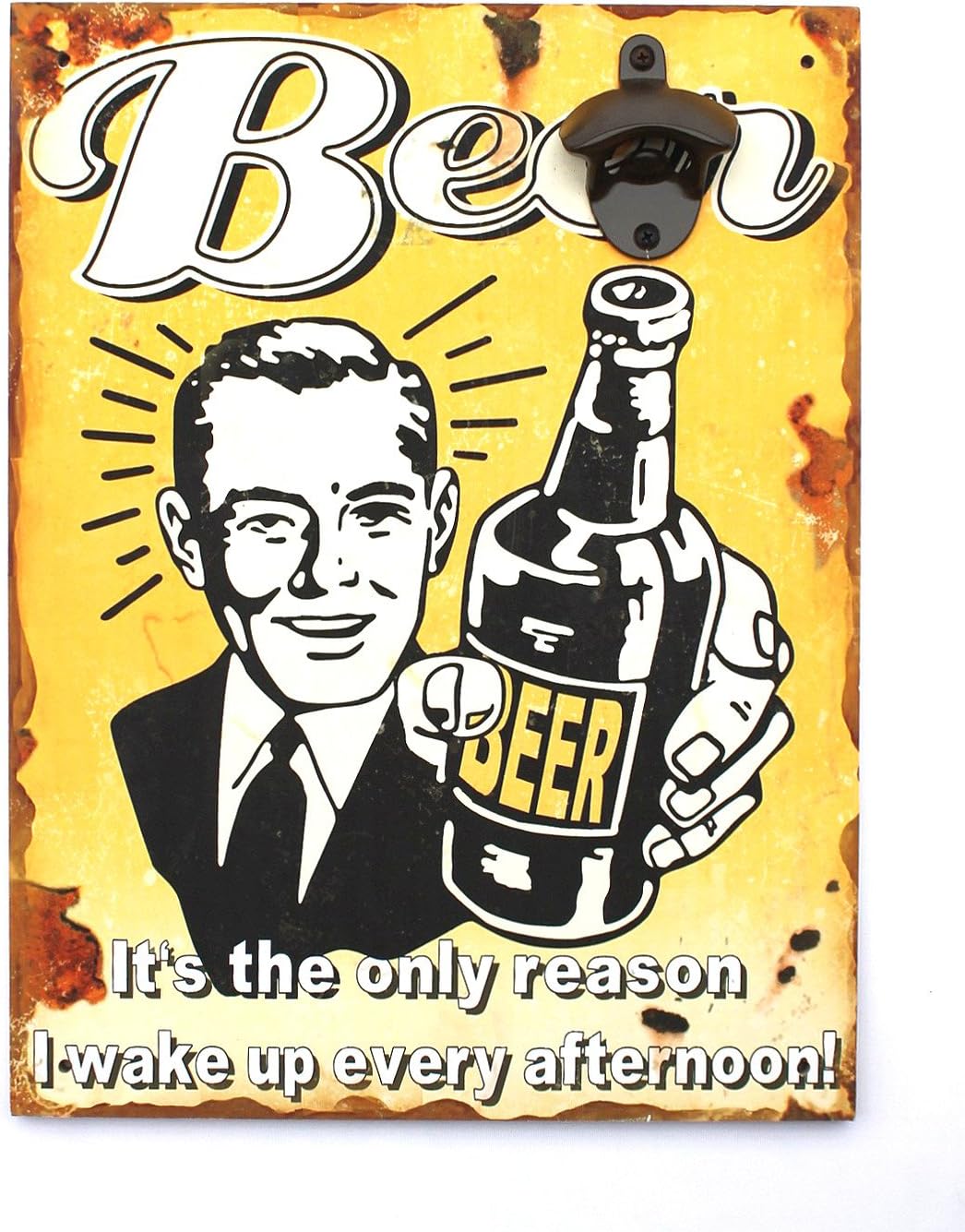D&M Wandbild Beer mit Flaschenöffner 40cm Bieröffner 21261 Wandflaschenöffner Öffner (21261 Gelb), 2