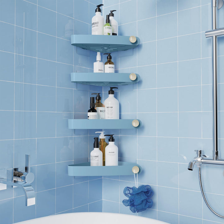 Sotfamily Duschablage ohne Bohren Ecke, 4 Stück Duschregal Badregal ohne Bohren mit Klebepad, Rostfr