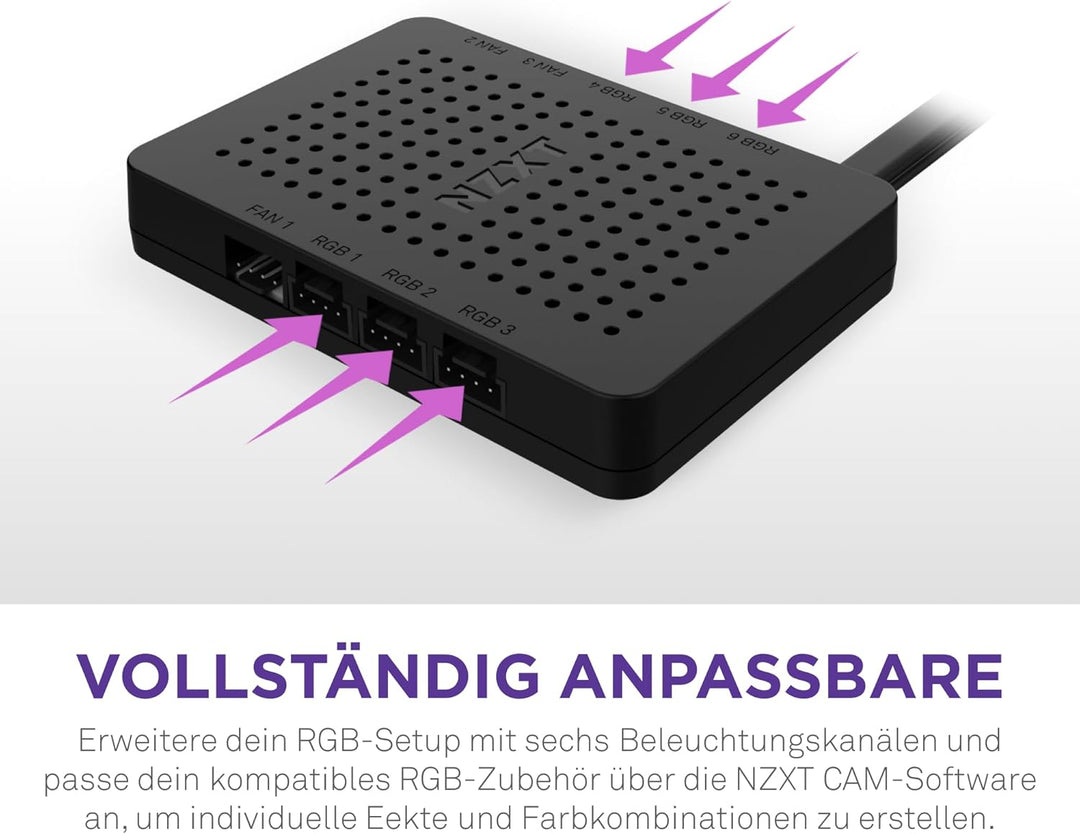 NZXT RGB & Fan Controller - AC-CRFR0-B1-6 RGB-Beleuchtungskanäle - 3 Lüfterkanäle - Anpassung der RG