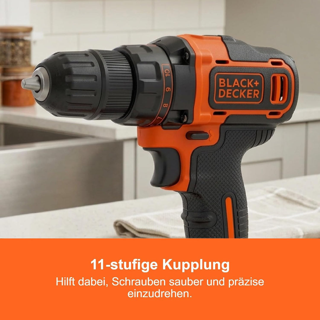BLACK+DECKER 18V 2G Bohrschrauber, 2 Gänge, 11-Positions-Kupplung, 40Nm Drehmoment, 2x 1,5Ah Akkus,