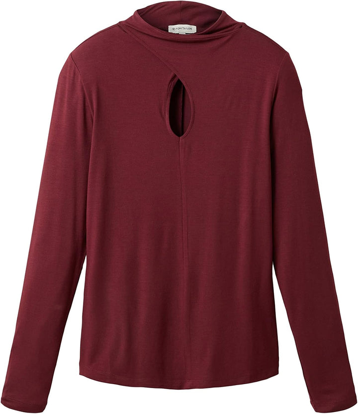 TOM TAILOR Damen Langarmshirt mit Cut-Out Detail L 10308 - Deep Burgundy Red, L 10308 - Deep Burgund