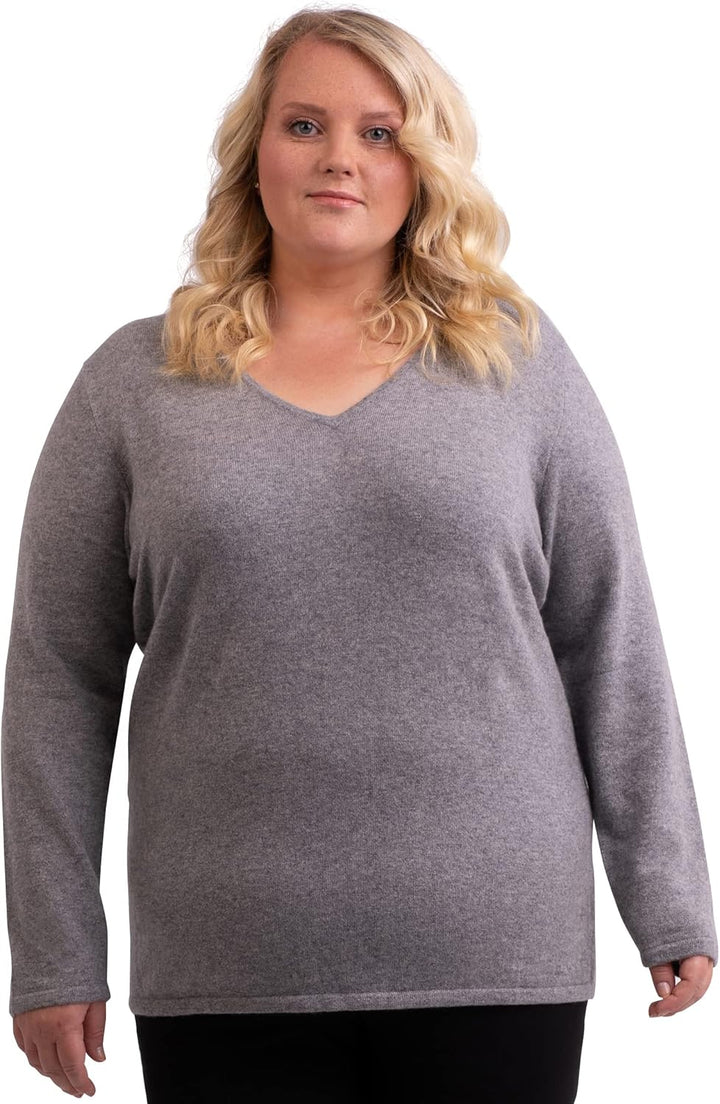 CASH-MERE.CH Damen Pullover aus 100% Kaschmir in grossen Grössen | Sweater V-Ausschnitt Übergrösse 3