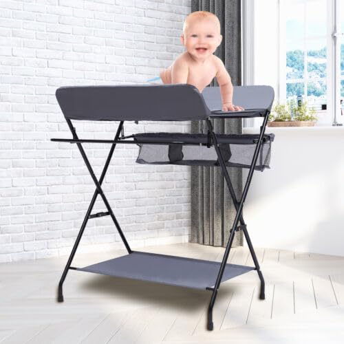 Baby Wickeltisch, Wickeltisch klappbarer mit herausnehmbarer Trennwand, 806396cm, ausgestattet mit r