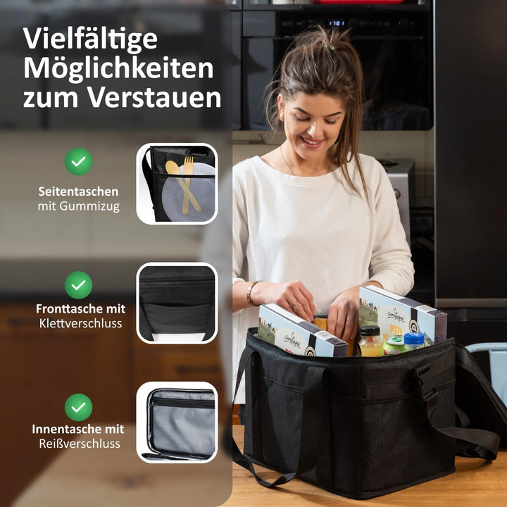 Cottara® Kühltasche Gross mit auslaufsicherer Isolierung 30l – Kühltasche faltbar gross zum Einkaufe