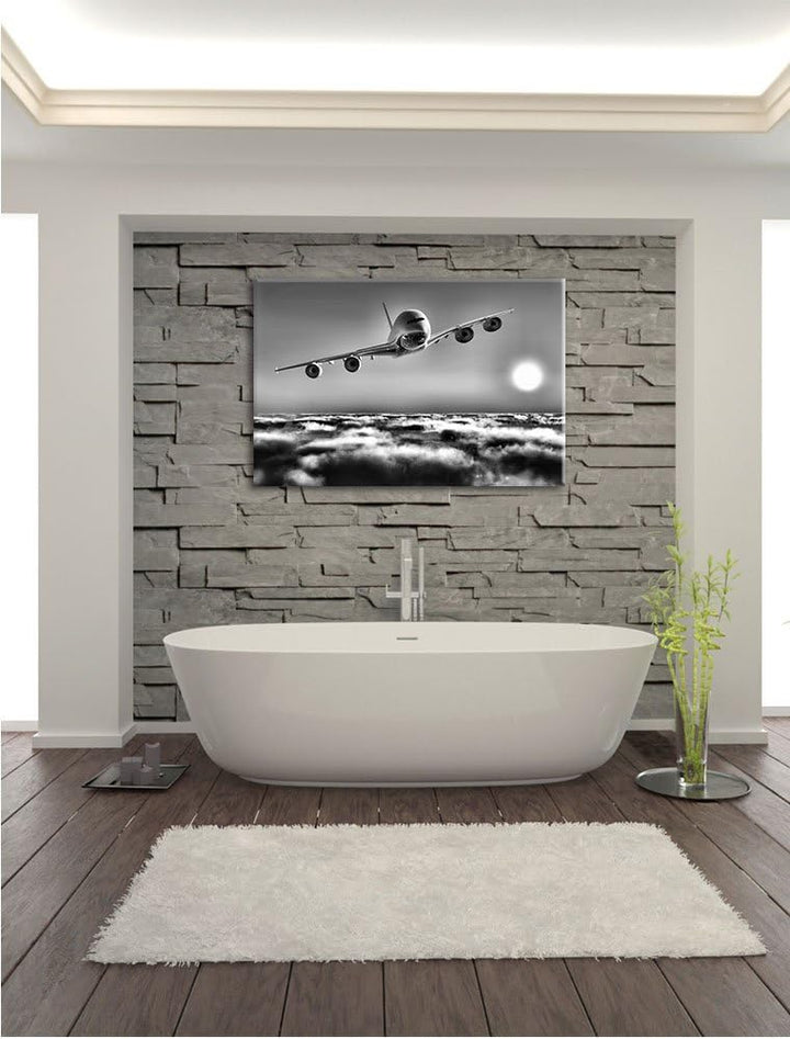 Pixxprint Flugzeug 100x70cm Leinwandbild Wandbild Kunstdruck, 100x70