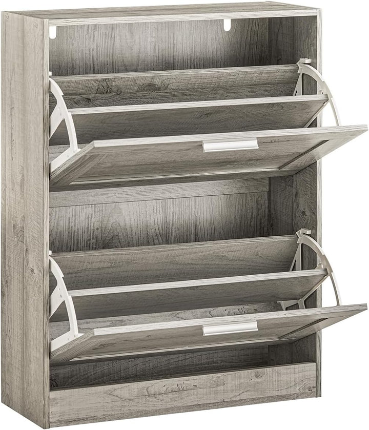 SoBuy FSR137-HG Schuhkipper Schuhablage Schuhschrank mit 2 Klappen Schuhregal schmal Schuhkommode BH
