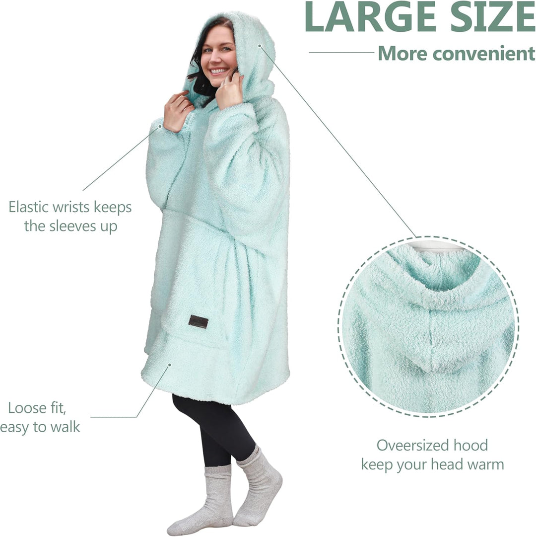 Catalonia Classy Übergrosse Sherpa Hoodie Decke, Flauschige Warme Oversized Kuscheldecke mit Ärmeln