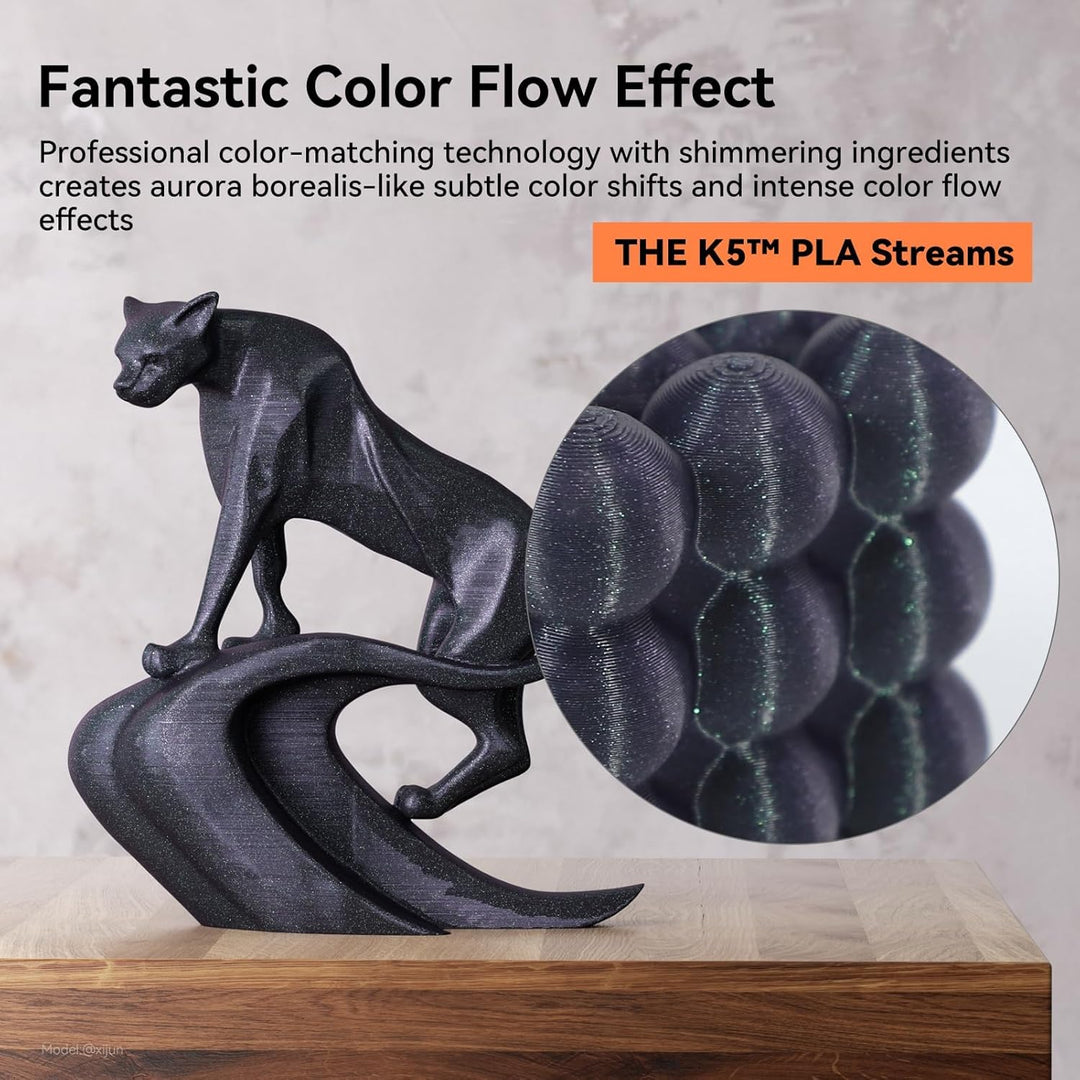kexcelled Streams Chameleon PLA Blau Filament 1,75 mm Aurora-ähnlicher Fliesseffekt Farbe Durch Lich