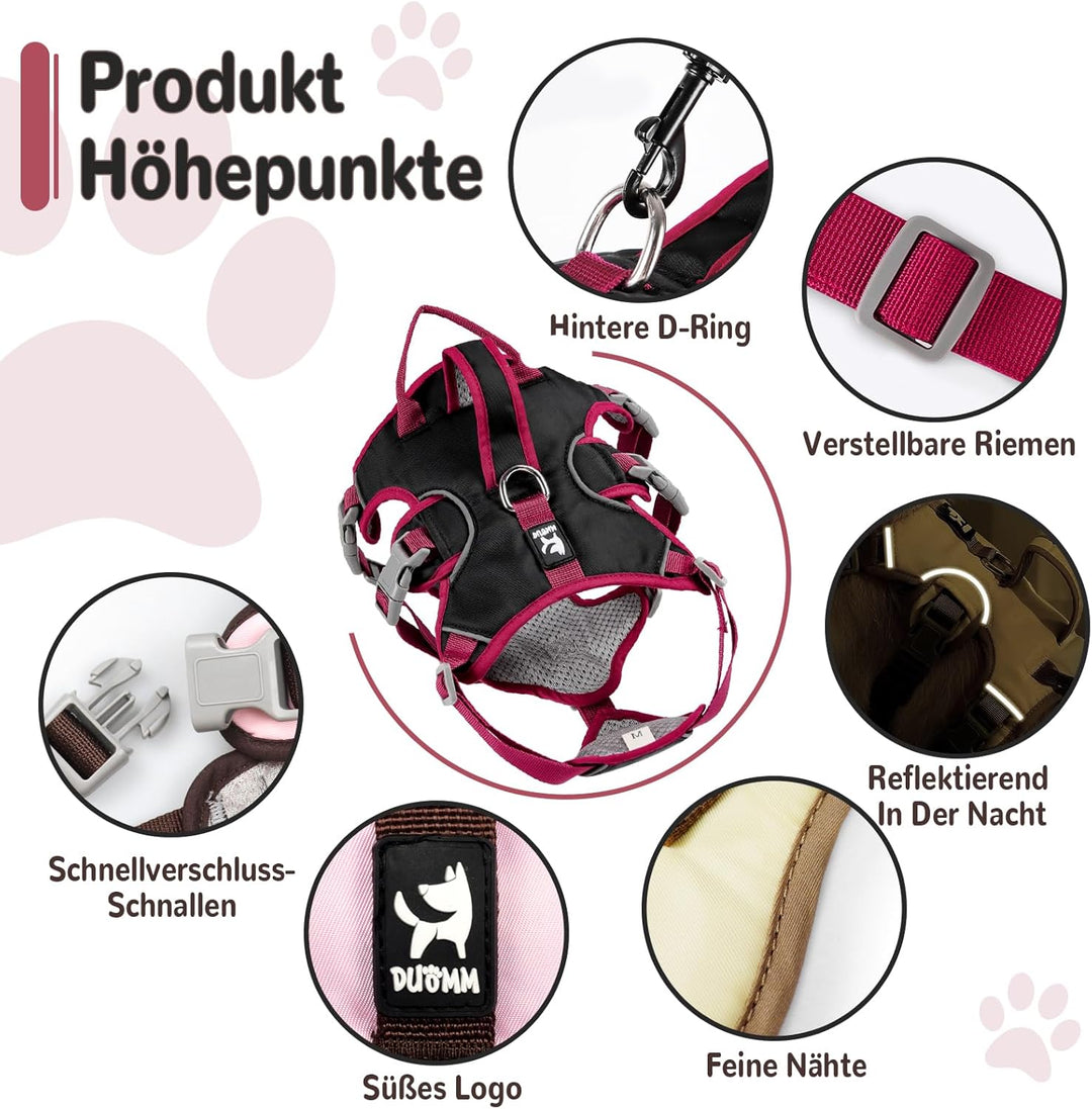 Mehrzweck-Hundegeschirr mit Leine Set, Ausbruchsicheres Anti Zug Hundegeschirr, Anti Zug Geschirr Hu