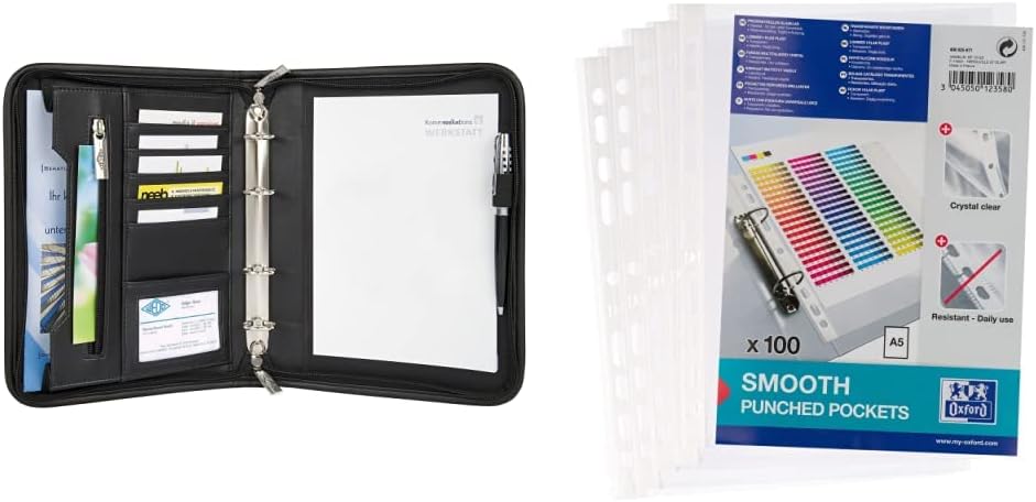 Wedo 585101 Konferenzmappe Elegance, schwarz & Oxford Prospekthüllen A5, Economy, DIN A5, glasklar,o