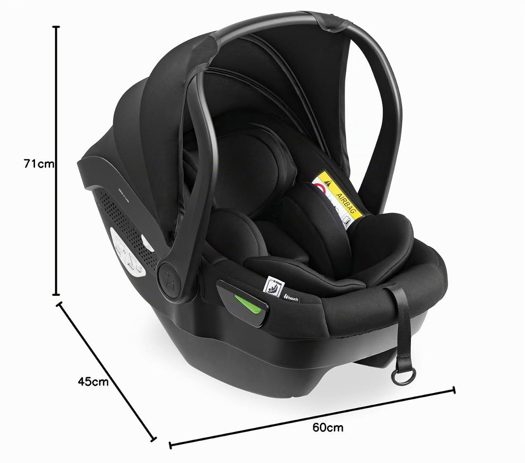 hauck Drive N Care, Schwarz - i-Size Babyschale ab Geburt für Babys mit Körpergrösse von 40-87 cm in