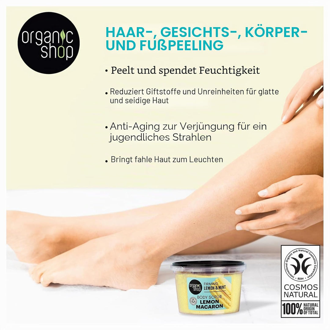 Organic Shop Firming Body Scrub Lemon & Mint (250 ml) - Anti-Cellulite, Anti-Aging - Körperpeeling -