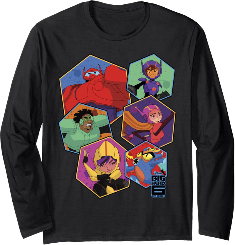 Disney Big Hero 6 TV Series Hexagon Portraits Langarmshirt