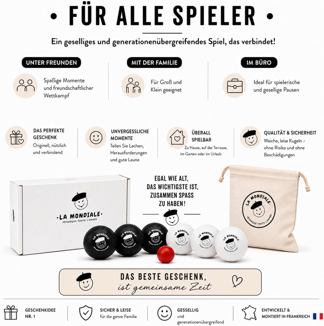 La Mondiale Boccia-Spiel für den Innenbereich – Set mit 6 Kugeln + Zielkugel – für Kinder & Erwachse