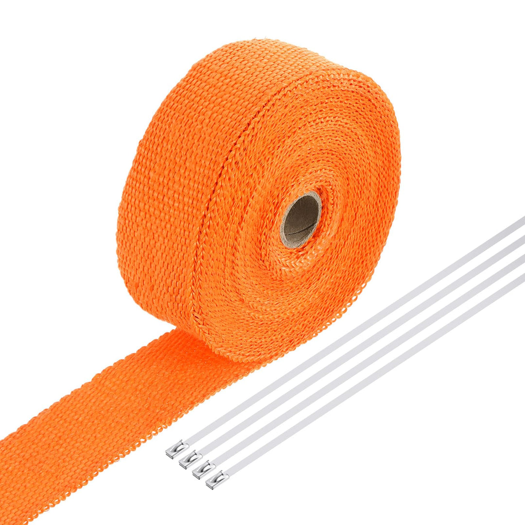 QUARKZMAN Hitzeschutzband 10 Meter x 5cm Auspuff Dichtband Auspuffband Fibreglass mit 4 Edelstahl Ka