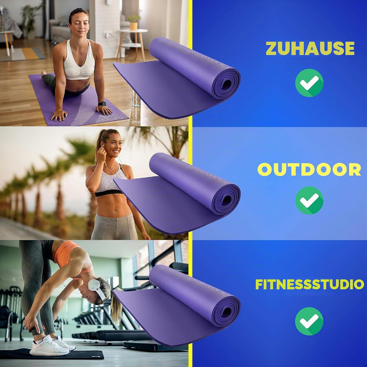 FIZYO Yogamatte 183x61x1 cm – Rutschfeste Fitness- &amp; Trainingsmatte aus NBR-Schaum – Gymnastikmatte