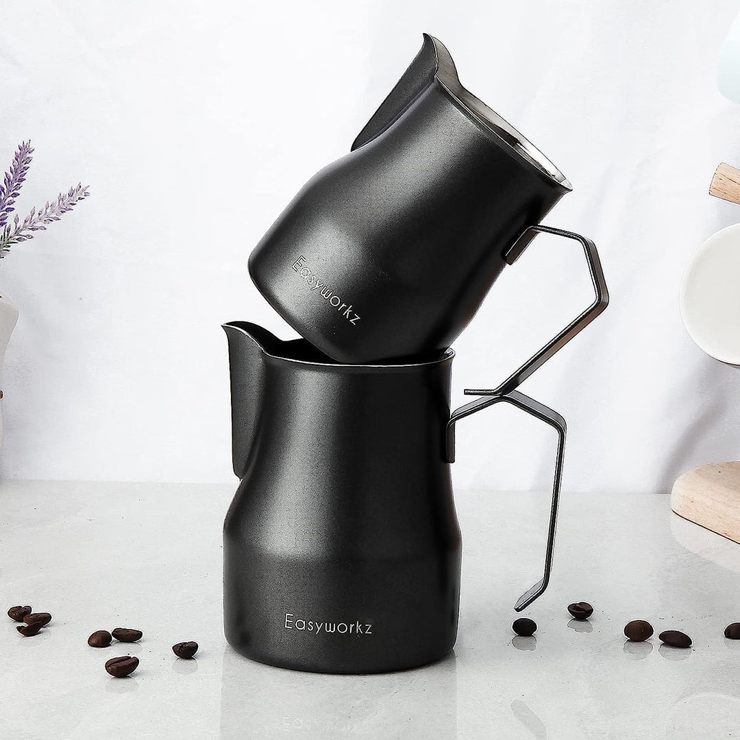 Easyworkz Milchaufschäumkrug aus Edelstahl 350ml Espresso Dampfkrug Milchkännchen Kaffee Schaumkrug