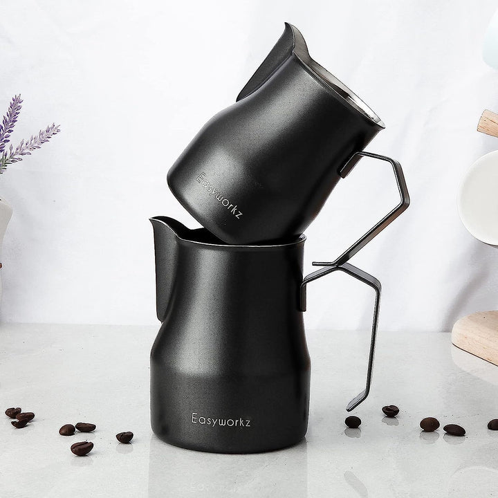 Easyworkz Milchaufschäumkrug aus Edelstahl 350ml Espresso Dampfkrug Milchkännchen Kaffee Schaumkrug