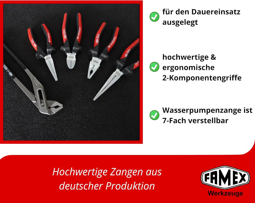 FAMEX 420-18 Alu Werkzeugkoffer gefüllt mit Top Werkzeug Set und Steckschlüsselsatz - Werkzeugkasten