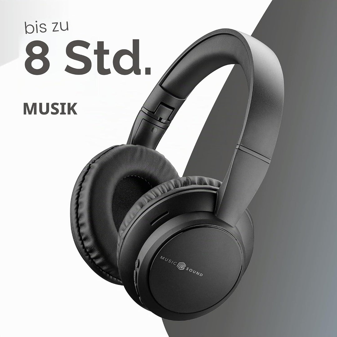 Music Sound Boost, Kabellose Around-Ear-Kopfhörer mit integriertem Mikrofon, 3 EQ-Modi, bis zu 8 Stu