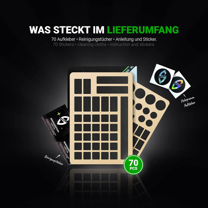 SensoryBoost DIY Grip Tape (71 Stück) Rutschfeste Aufkleber in Verschiedenen Formen, Sehr Dünn (0,5m