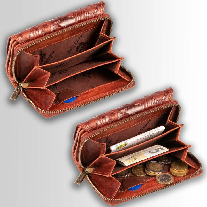 MATADOR [Sevilla RFID Blocker Leder Portemonnaie Damen| Geldbeutel Portmonee Damen mit Geschenk Box|