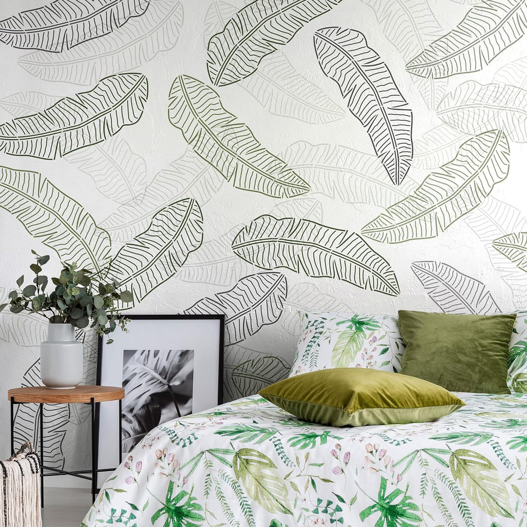 Wiederverwendbare Wandschablone aus Kunststoff // BANANENBLATT #1 - ART DECO UMRISS // Muster Schabl