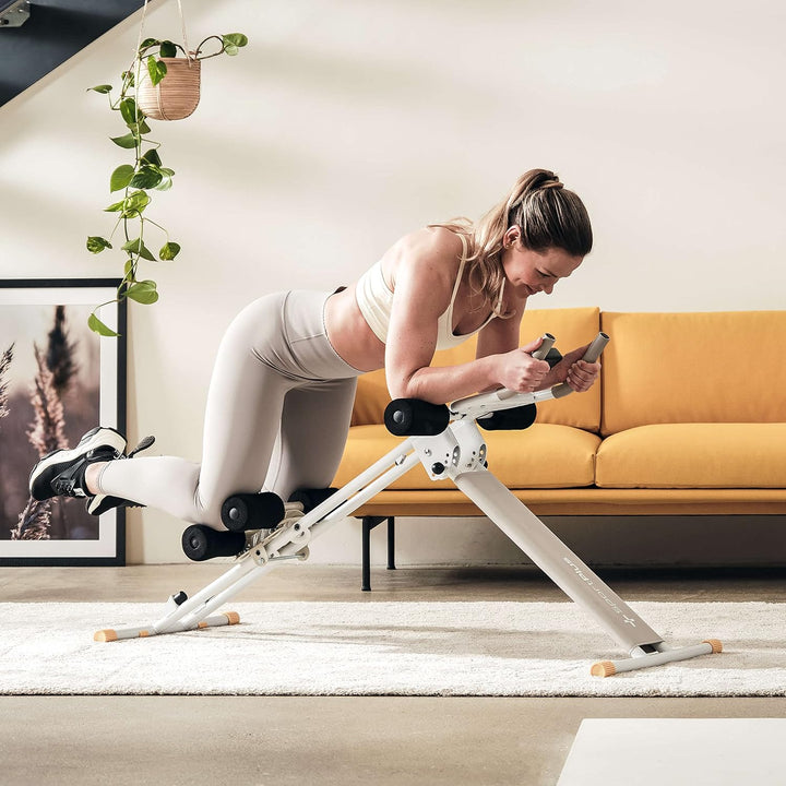 SportPlus Bauchtrainer für zuhause klappbar - Bauchmuskeltrainer, Bauchroller mit 3 oder 4 Trainings