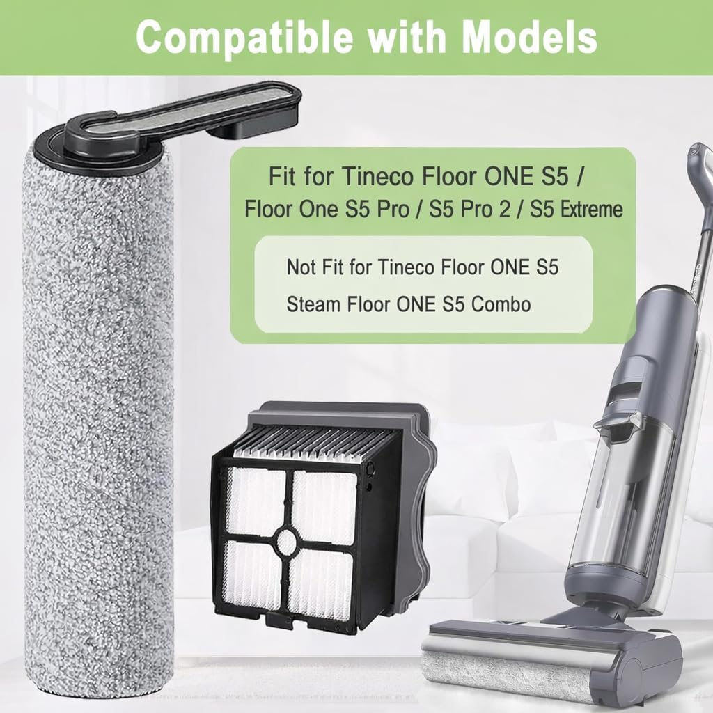 7 Stück Ersatz Bürstenwalze und HEPA Filter Set für Tineco Floor One S5 / S5 Pro / S5 Pro 2 / S5 Ext