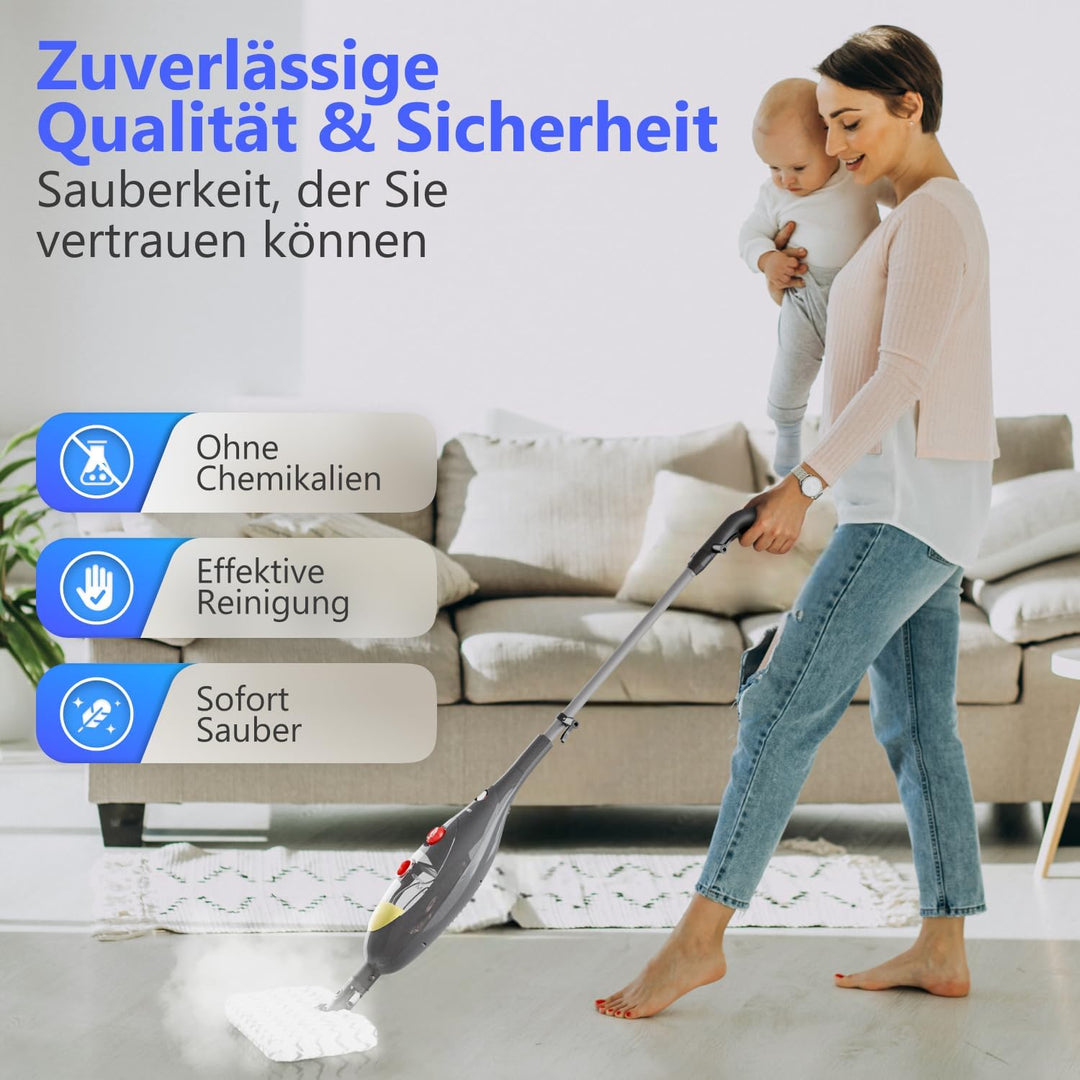 Dampfreiniger Steam-It Max – 7 in 1 – Für Boden & Fenster – Auch als Handdampfreiniger nutzbar – Kab